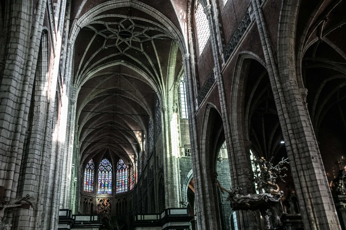 Het gotische schip en de gewelven van de Sint-Baafskathedraal